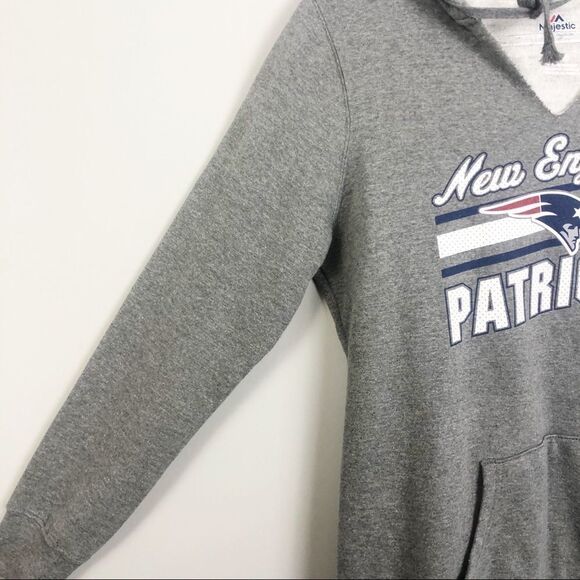 MAJESTIC | New England Patriots NFL Football V-Neck Hoodie Women’s Size Large - Picture 3 of 8